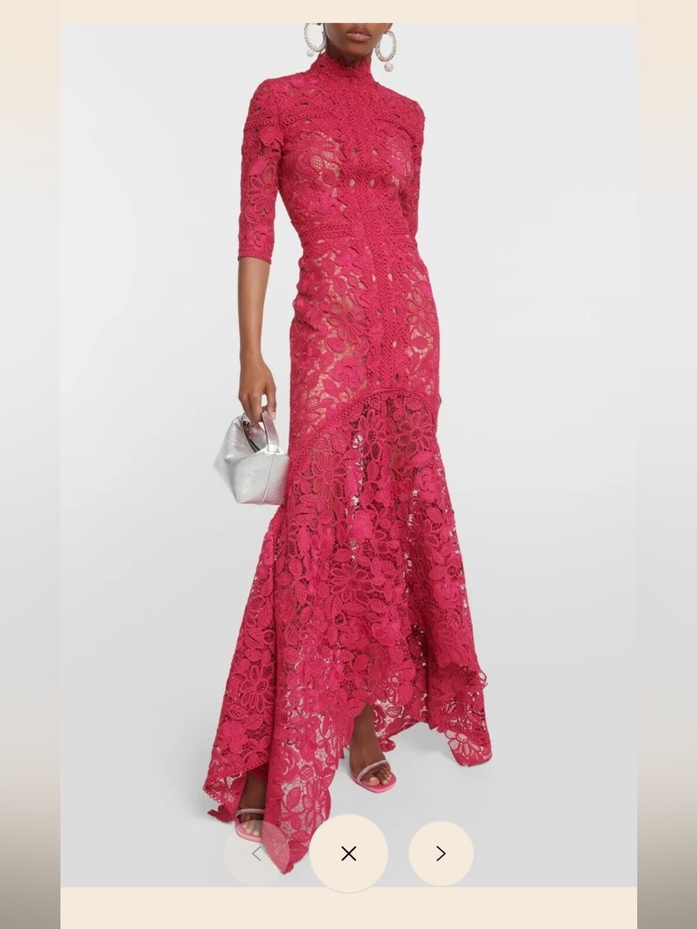 NWT - Jardinvue High-Low Floral Lace Maxi Dress in Fuchsia